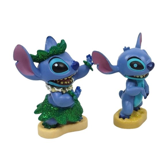 Disney Stitch 2" Mini Figure Collectible Toy Cake Topper Hula Figurine Lot Of 2 - Picture 2 of 12